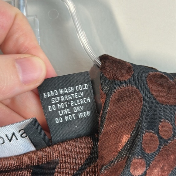 Impressions Brown Velvet Burnout Button Front Top Size XL Fairycore Whimsigoth - Picture 12 of 16